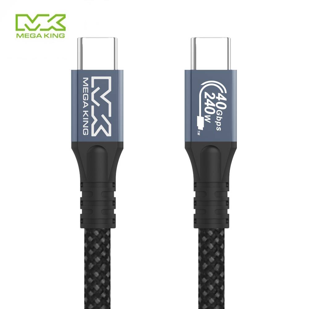 MEGA KING C to C 240W+40G 高速傳輸充電編織線 1.5M 黑