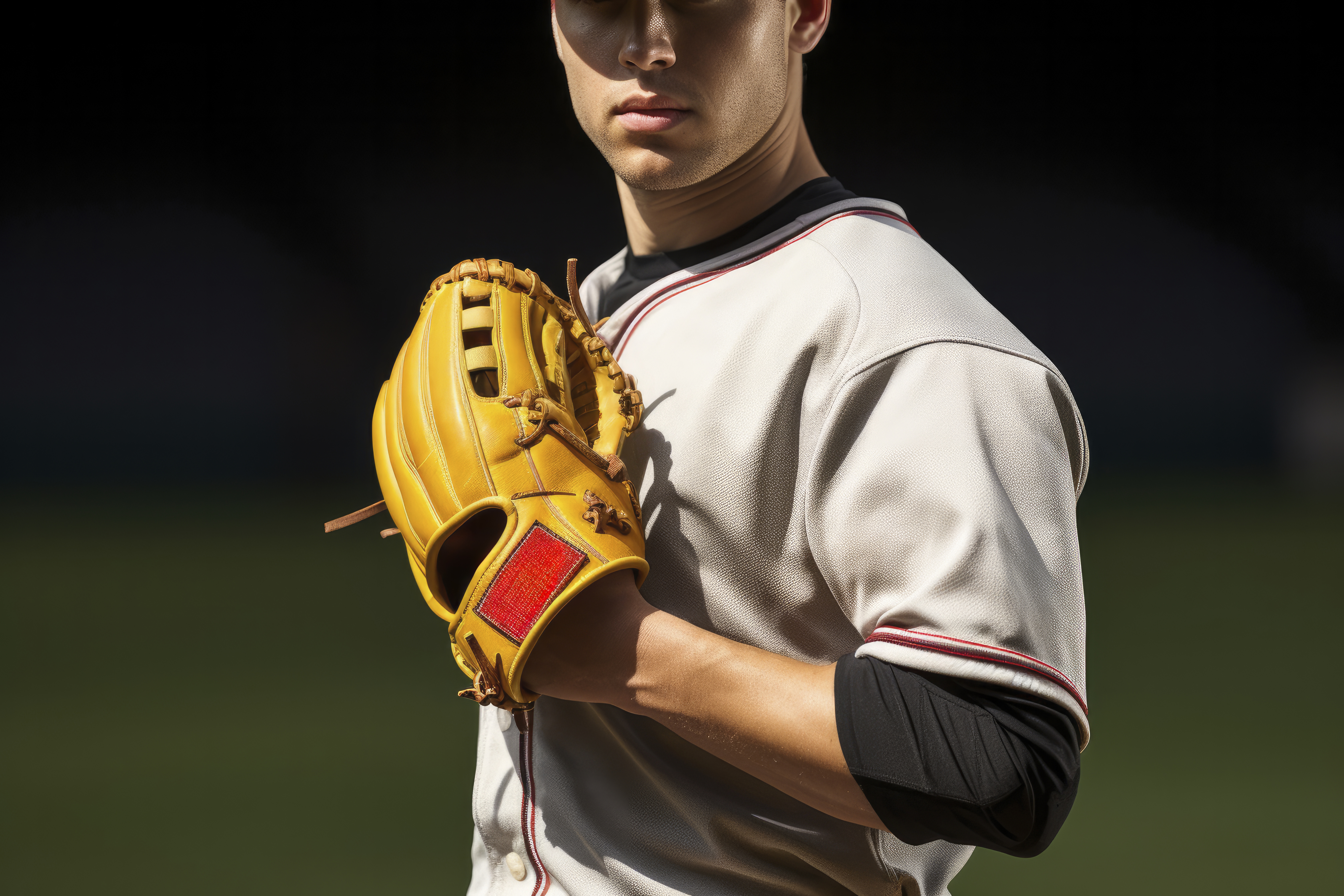 棒球場上的棒球投手蓄勢待發